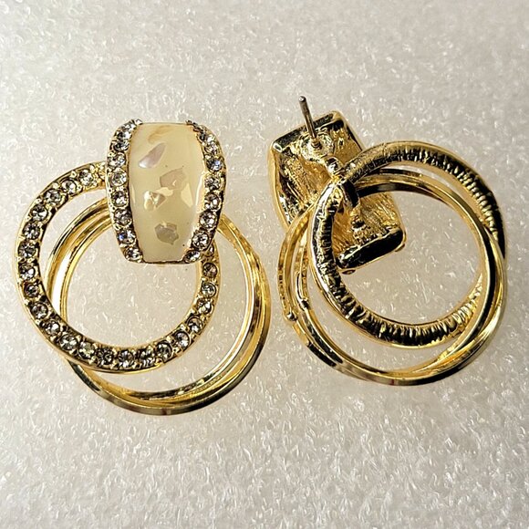 Gold Silver and Crystal Earrings - Picture 5 of 11